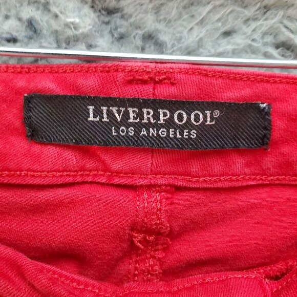 Liverpool Jeans Womens 10/30 Red Hugger Ankle Denim - Picture 2 of 10
